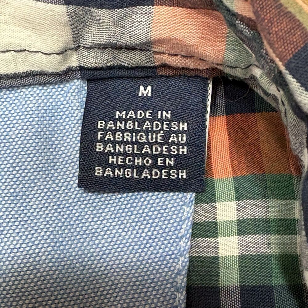 Chaps Shirt Mens Medium Blue Orange Plaid Short Sleeve Button‎ Down Easy Care - Picture 5 of 8